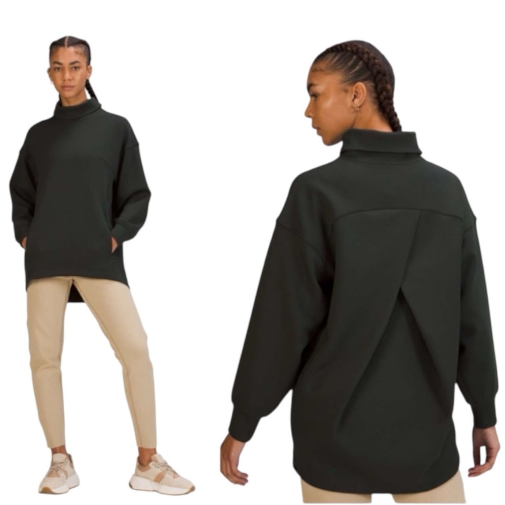 Lululemon‎ Modal Blend Turtleneck Tunic Pockets Zip Turtleneck Green Relaxed Top